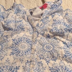 White and Blue Embroidered Dress